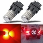 iBrightstar Newest 9-30V Super Bright Low Power Dual Brightness 3156 3157 3056 3057 LED Bulbs with Projector Replacement for Tail Brake Lights,Brilliant Red