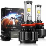 ASAKA H11 LED Headlight Bulb, 30W 6000K Cool White 7200Lumens Extremely Bright H8 H9 CREE Chips All-in-One Conversion Kit-3 Year Warranty (Pack of 2)