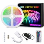 LED Strip Lights, AUSPICE Color Changing RGB LED Rope Light, 300 LED 16.4ft RGB 5050 LED Light Stripe, PIR Remote Controller with 44 Keys, 12V Power Supply for Home Decoration, Parties