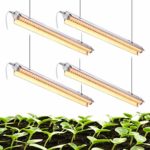 EAMATE White Light Full Spectrum LED Grow Light, 2-Row V-Shape T8 Integrated Growing Lamp Fixture, Grow Shop Light, with ON/Off Switch Plug and Play, Pack of 4 (24W x 4)