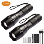 XVZ High-Powered LED Flashlight S1000 [2 PACK] – Brightest High Lumen Light with 5 Modes, Zoomable, and Water Resistant I Powerful Camping