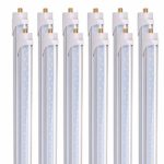 Barrina 8 Foot LED Bulbs, 44W 5500lm 6500K, Super Bright, T8 T10 T12 LED Tube Lights, FA8 Single Pin LED Lights, Clear Cover, 8 Foot LED Bulbs to Replace Fluorescent Light Bulbs (Pack of 12)