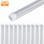 10Pack 8Ft LED Shop Light Fixture,90W 10000 Lumens 5000K Daylight White, Clear Cover,V Shape T8 Integrated 8 Foot Led Tube Light for Cooler,Garage,Warehouse,Plug and Play