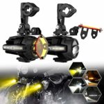 SUPAREE 2 Pcs 40W LED Auxiliary Lamp 6000K Flash Strobe Fog Driving Light Kits with Amber Turn Signals DRL For Motorcycle BMW R1200GS F800GS K1600 KTM HONDA Harley Davidson (Lightx2)