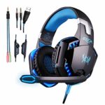 COLOR-V Gaming Headset for Ps4, Pc,Xbox One,Laptop,Switch(Audio) and So On with Soft Breathing Earmuffs,Comfortable Mute & Volume Control,LED Lights,Noise Cancelling Mic(Black and Blue)