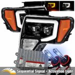 AlphaRex 8000K Xenon/Polished Black For 09-14 Ford F150 LED Tube Dual Projector Headlights with Switchback DRL/Sequential Signal/Activation Light