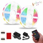 LED Strip Lights, PATIOPTION 32.8FT 20Key RGB Light Strips, Music Sync Color Changing, Rope Light SMD 5050 LED Ligh, IR Remote Controller Flexible Strip for Home Party Bedroom DIY Party Indoor Outdoor