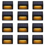 Solar Step Lights ，LED Solar Powered Step Lights Wireless Waterproof Outdoor Security Lamps Lighting for Steps Stairs Paths Patio Decks(Pack 12,Warm Yellow Light) (12 Pack)