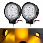 DSS Tuning 2PCS 27W SPOT Amber Yellow Round Work LED Light Fog Offroad Off Road Lights Driving Lamp Waterproof for Pickup UTV Truck Car Boat SUV Jeep Boat 4WD ATV 12V 24V 4×4 Tractor Motorcycle