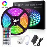 LED Strip Lights,TATUFY 16.4FT/5M 300 LED SMD5050 RGB Strip Lights IP65 Waterproof Flexible Tape Light Kit Rope Lights Color Changing with 44 Keys IR Remote Controller & 12V 5A Power Supply