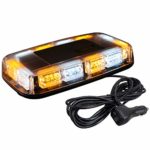 ASPL 48LED Roof Top Strobe Lights, High Visibility Emergency Safety Warning LED Mini Strobe Light bar with Magnetic Base for 12-24V Snow Plow, Trucks, Construction Vehicles (Amber/White)