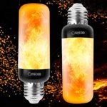 Omicoo Updated Slim LED Flame Effect Light Bulb(2 Pack), 4 Modes Flame Light Bulbs with Upside Down Effect, Black E26/27 Base, Yellow Flame Bulb for Vintage Atmosphere Festival Gift