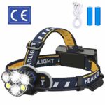 ELMCHEE Rechargeable headlamp, 12000 Lumen 6 LED 8 Modes 18650 USB Rechargeable Waterproof Flashlight Head Lights for Camping, Hiking, Outdoors