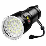 10000 Lumen Flashlight, 18 LEDs Super Bright, Power Display, Built-in battery, USB Rechargeable