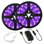 Elfeland 33ft LED UV Black Light Strips 600 Units UV Lamp Beads 24W Flexible Non-Waterproof Rope Lights with 12V/2A Power Supply for Indoor Party Body Paint Stage Lighting UV Lighting