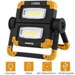 RUNACC LED Work Light USB Rechargeable Folding Portable Waterproof 2 COB 2000LM Flood Light Stand Working Lights for Outdoor Camping Hiking Emergency Car Repairing and Job Site Lighting, 360°Rotation