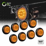 8PC 2″ Round 10 LED Light [2 in 1 Reflector] [Polycarbonate Reflector] [10 LEDs] [D.O.T. Certified] [2 Year Warranty] Side Marker Light for Trucks and Trailers – Amber