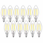 CRLight LED Candelabra Bulb 5000K Daylight White, 25W Equivalent 250 Lumens, 2W Filament LED Chandelier Light Bulbs, E12 Base Vintage Edison B11 Clear Glass Candle Bulbs, Non-dimmable Version, 12 Pack