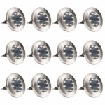 GIGALUMI 12 Pack Solar Ground Lights, 8 LED Solar Powered Disk Lights Outdoor Waterproof Garden Landscape Lighting for Yard Deck Lawn Patio Pathway Walkway (White)