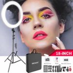 Neewer 18-inch LED Ring Light Kit for Makeup YouTube Video Salon – Adjustable Color Temperature with Battery or DC Power Option, Battery/USB Charger/AC Adapter/Phone Clamp/Stand Included(White)