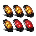 Partsam 4 Amber + 2 Red Universal Smoked Side Marker Trailer Light Surface Mount 2 Diodes, Sealed Mini Led Marker Clearance or Identification Lights, Mini Side Fender Lights (2.54″ x 1.06″)