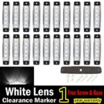 (Pack of 20) LEDVillage 20 Pcs 3.8″ 6 LED White Side Marker Lights, Trailer Marker Lights, Rear Side Marker Lamp, Led Marker Lights for Trucks, Cab Marker, RV Marker light