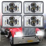 4 PCS DOT Approved Rectangular 4×6 inch LED Headlights Replacement H4651 H4652 H4656 H4666 H6545 For Kenworth T800 T600 Peterbilt 379 Feightliner Ford Probe Chevrolet Oldsmobile Cutlass Chrome