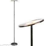 Brightech Sky LED Torchiere Super Bright Floor Lamp – Contemporary, High Lumen Light for Living Rooms & Offices – Dimmable, Indoor Pole Uplight for Bedroom Reading – Gunmetal Black