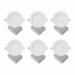 6 Inch Ultra Thin LED Downlights, 12W 1050 Lumens 5000K Daylight Dimmable 120V 100W Eqv. ETL and Energy Star Certified Can-Killer Retrofit Recessed Ceiling Lights with Junction Box, 6 Pack