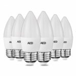 AED LED Candelabra Light Bulbs, E26 Medium Screw Base, 40-50W Equivalent, 2700K Warm White, 400 Lumens, Non-dimmable, LED Decorative Candle Light Bulbs for Chandelier and Ceiling Fan, 6Packs