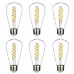 Vintage LED Edison Bulb, Daylight White 5000K, Antique Flexible Spiral LED Filament Light Bulb, 4.5W Equivalent to 40W, ST19(ST64) Dimmable 450LM E26 Medium Base, Clear Glass (Daylight 5000K-6 Pack)