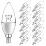 E12 Candelabra LED Bulbs 60W Equivalent, 3000K Warm White, 600 Lumens, 6W LED Chandelier Bulbs Candelabra Base, Non-Dimmable, Pack of 12