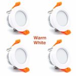 2.5” Dimmable LED Downlight, 110V 3W, 3000K Warm White Retrofit Recessed Lighting, CRI 80 with LED Driver, No Can Needed, 4 Pack