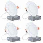 4-Inch Slim LED Recessed Lighting, Wet Location Rated 11W 750LM 3000K Soft White Dimmable 120V 65W Eqv. ETL and Energy Star Certified Retrofit Can-Killer Downlights with Junction Box, 4 Pack