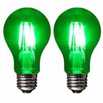 SleekLighting LED 6Watt Filament A19 Green Colored Light Bulbs Dimmable – UL Listed, E26 Base Lightbulb – Energy Saving – Lasts for 25000 Hours – Heavy Duty Glass – 2 Pack