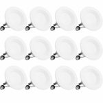 Bbounder Lighting 12 Pack 4 Inch LED Recessed Downlight, Baffle Trim, Dimmable, 9W=70W, 5000K Daylight, 650 LM, Damp Rated, Simple Retrofit Installation – UL + Energy Star No Flicker