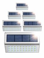 ROSHWEY Solar Deck Lights Outdoor 30 LED Stainless Steel Step Lamps Waterproof Security Lights for Stairs Fence Pathway Wall (Pack of 6, Cool White Light)