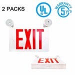 SPECTSUN LED Exit Sign Battery Backup, Red Exit Emergency Light with 2 Lamp Heads, Fire Exit Sign with Emergency Lights, Hardwired Exit Sign – 2 Pack, 120V Exit Sign, Commercial Emergency Exit Sign