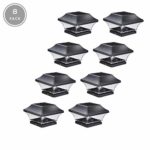 NOMA Solar Post Lights | Waterproof Outdoor Cap Lights for 4 x 4 Wooden or Vinyl Posts, Deck, Patio, Garden, Décor or Fence | Warm White LED Lights, 8-Pack (Black)