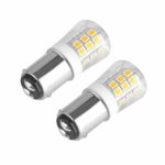 BA15D LED Bulb Double Contact S8 Bayonet Base Non-Dimmable 3W 1076 1142 1176 AC12V/DC 10-24V for Boat, RV, Car Soft Warm White Pack of 2