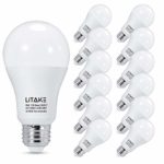 Litake A19 LED Light Bulbs 150 Watt Equivalent, 1600 Lumens, 5000 Kelvin, E26 LED Light Bulbs Daylight White, No Flicker, Non-Dimmable,12-Pack