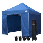 UNIQUECANOPY 10’x10′ Ez Pop Up Canopy Tent Commercial Instant Shelter, with 4 Removable Zippered Side Walls and Heavy Duty Roller Bag, 4 Sand Bags Navy Blue