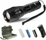 LED Tactical Flashlight,with Rechargeable 18650 Lithium Ion Battery and Charger Super Bright LED, High Lumen, Zoomable, 5 Modes, Water Resistant B16