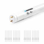 20-Pack T8 LED Light Tube, 4FT, 18W (32W Replacement), 5000K (Day Light), 2400lm, Frosted Cover, Dual-End & Single-End Powered, Works with/without ballast, Shatterproof, UL & DLC