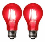 SleekLighting LED 4Watt Filament A19 Red Colored Light Bulbs Dimmable – UL Listed, E26 Base Lightbulb – Energy Saving – Lasts for 25000 Hours – Heavy Duty Glass – 2 Pack