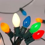 SkrLights 25Ft Christmas Lights C7 Multicolor Ceramic Lights Outdoor and Indoor String Light for Holidays,Christmas, Prom, Party, Wedding, 25 Ceramic Bulbs C7 Light (Plus 2 Extra Bulbs), Green Wire