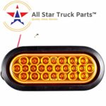 [ALL STAR TRUCK PARTS] 6″ Oval LED Recessed Amber Strobe Light, 24 LED DOT/SAE Approved & Marked, Waterproof, Super Bright High Powered Strobe for Towing (With Grommet)