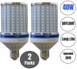 40W LED Corn Light Bulb Daylight 6000k Super Bright 400 Watt equiv. 2 Packs. Large Light Bulbs E26/E27 Cool White Barn, Workshop,Warehouse,Garage,Factory,Porch,Backyard BestCircle