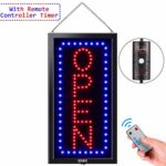19x10inches LED Open Sign, Remote Control&Timing Function, Business Open Sign Advertisement Board Electric Display Sign, 2 Lighting Modes Flashing & Steady, for Walls, Window, Shop, Bar, Hotel