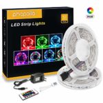 PHOPOLLO LED Strip Lights 3528 RGB Color Changing Light Tape Rope Non-Waterproof with Remote Controller 12v for Home Kitchen Room Bedroom Party Wedding